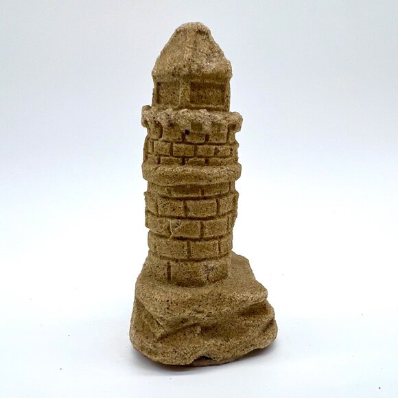 Mini Sand Lighthouse Figurine Sandcastle Coastal Tower Decor - Picture 3 of 8